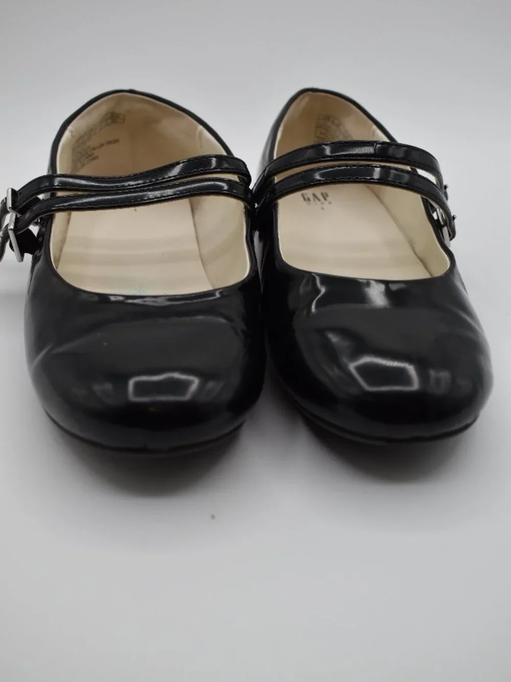 GAP Kids Girls Size 1 Black Patent Leather Double Strap Mary Jane Dress Shoes